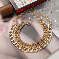 Personality Thick Chain Anklet Fashion Simple Gold Double Layer Exaggerated Bracelet main image 3