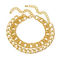 Personality Thick Chain Anklet Fashion Simple Gold Double Layer Exaggerated Bracelet main image 6