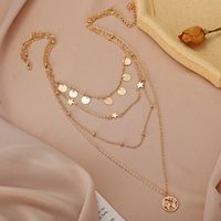 Fashion New Round Piece Five-pointed Star Pendant Multi-layer Alloy Necklace main image 5