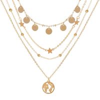 Fashion New Round Piece Five-pointed Star Pendant Multi-layer Alloy Necklace main image 6