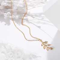 New Leaf Pendant Long Necklace Creative Retro Simple Clavicle Chain Female main image 4