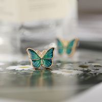 New Dark Green Butterfly Creative Simple Retro Butterfly Earrings main image 5