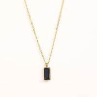 Emerald Zircon Necklace Rectangular Pendant Titanium Steel Clavicle Chain main image 6