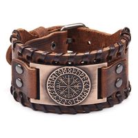 European And American Pirate Bracelet Retro Compass Men's Wide Leather Bracelet main image 6