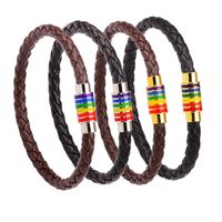 European And American Braided Leather Rainbow Colorful Bracelet main image 1