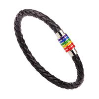 European And American Braided Leather Rainbow Colorful Bracelet main image 3