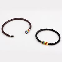 European And American Braided Leather Rainbow Colorful Bracelet main image 4