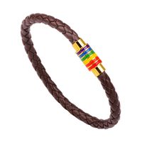 European And American Braided Leather Rainbow Colorful Bracelet main image 5