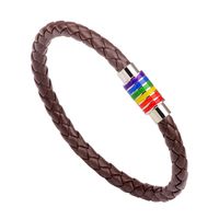 European And American Braided Leather Rainbow Colorful Bracelet main image 6