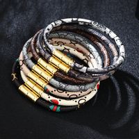 Colorful Pu Leather Couple Alloy Magnetic Buckle Bracelet main image 1