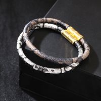 Colorful Pu Leather Couple Alloy Magnetic Buckle Bracelet main image 3