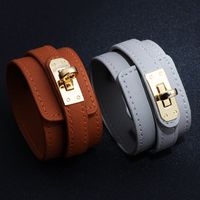 European And American Fashion Wide Leather Bracelet Wholesale main image 3