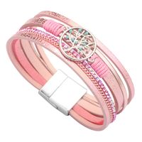 Colorful Tree Of Life Magnetic Buckle Pu Woven Alloy Bracelet main image 6