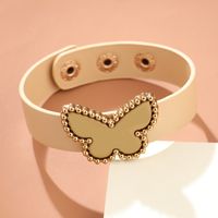 New Pu Leather Jewelry Alloy Butterfly Acrylic All-match Bracelet main image 1