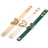 New Pu Leather Jewelry Alloy Butterfly Acrylic All-match Bracelet main image 3