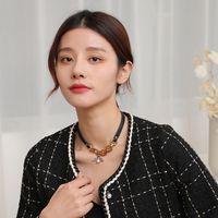 Fashion Personality New Chain Small Bee Pu Leather Pearl Necklace main image 4