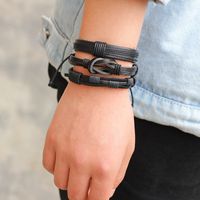 Personality Five-piece Black Real Cowhide Braided Bracelet main image 5