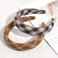 New Autumn And Winter Plaid Headband Retro Houndstooth Fabric Hair Accessories main image 4