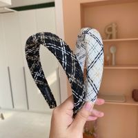 Korean Hair Accessories Retro Plaid Wide Side Sponge Headband Wholesale main image 1