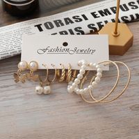 New Butterfly Earrings Set Creative Simple Pearl Metal Earrings Wholesale main image 3