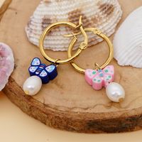 Bohemian Color Matching Simple Soft Ceramic Pearl Earrings Wholesale main image 4