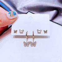 Simple Shell Zircon Micro-inlaid Butterfly Earrings Ear Buckle Cross-border Jewelry main image 4