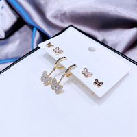 Simple Shell Zircon Micro-inlaid Butterfly Earrings Ear Buckle Cross-border Jewelry main image 5