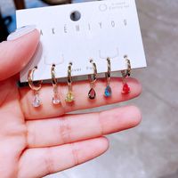 Yakemiyou Lady Water Droplets Copper Zircon Earrings main image 2