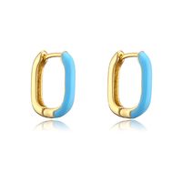 Fashion Atmosphere Color Dripping Square Copper Plated Golden Earrings sku image 1