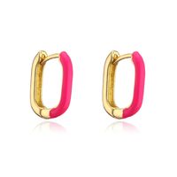 Fashion Atmosphere Color Dripping Square Copper Plated Golden Earrings sku image 2