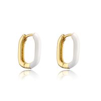 Fashion Atmosphere Color Dripping Square Copper Plated Golden Earrings sku image 3