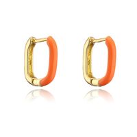 Fashion Atmosphere Color Dripping Square Copper Plated Golden Earrings sku image 4