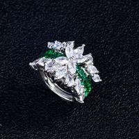 Rainbow Bridge Micro-embellished Emeralds Couple Ring Wholesale sku image 3