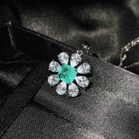 Jewelry Imitation Natural Blue Topaz Necklace Diamond Earrings Ring Pendant sku image 3