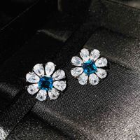 Jewelry Imitation Natural Blue Topaz Necklace Diamond Earrings Ring Pendant sku image 7