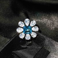Jewelry Imitation Natural Blue Topaz Necklace Diamond Earrings Ring Pendant sku image 4