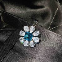 Jewelry Imitation Natural Blue Topaz Necklace Diamond Earrings Ring Pendant sku image 5