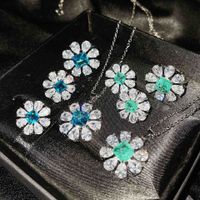 Jewelry Imitation Natural Blue Topaz Necklace Diamond Earrings Ring Pendant sku image 1