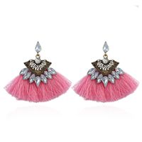 Aretes De Temperamento Bohemio Con Borla Retro De Diamantes De Color En Forma De Abanico sku image 2