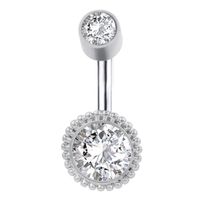 New Diamond Zircon Belly Button Nail Mpiercing Jewelry Cylindrical Belly Button Ring sku image 1