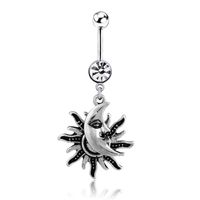 Retro Sun Moon Belly Button Ring Belly Button Nail Belly Button Buckle Accessories sku image 1