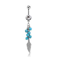 Diy Feather Turquoise Belly Button Ring Navel Nail sku image 1