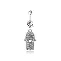 Fashion Palm Shape Diamond Belly Button Ring Belly Button Buckle Wholesale sku image 1