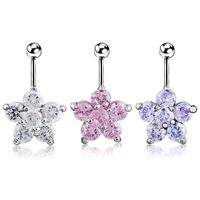 Piercing Jewelry Zircon Plum Blossom Belly Button Ring Fashion Belly Button Nail sku image 1