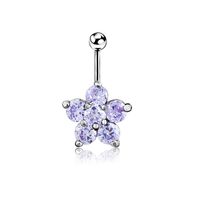 Piercing Jewelry Zircon Plum Blossom Belly Button Ring Fashion Belly Button Nail sku image 3