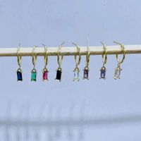 Rectangular Zircon Earrings Geometric Simple Color Ear Buckle Wholesale sku image 1