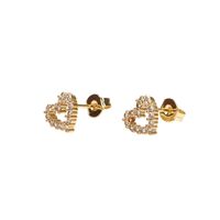 Romantic Sweet Dating Zircon Love Exquisite Small Copper Earrings sku image 1