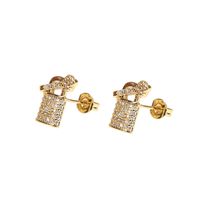 New Zircon Key Lock Earrings Creative New Trendy Earrings Wholesale sku image 1