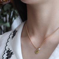 Süße Perlenkette Mit Runder Karte Diamant Schlüsselbeinkette Titanstahl Halskette sku image 1