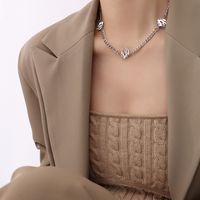 Simple Silver Fashion Punk Personality Titanium Steel Necklace sku image 1